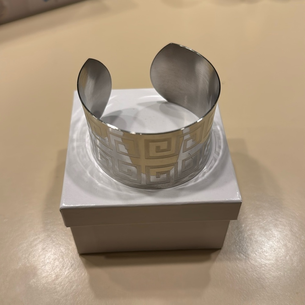 Silver Greek Key cuff Bracelet